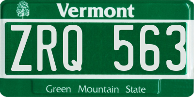 VT license plate ZRQ563