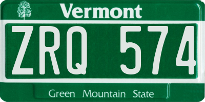 VT license plate ZRQ574