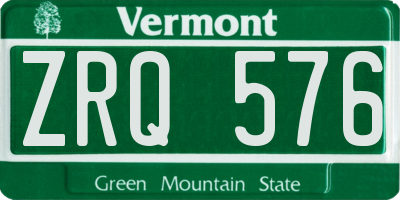 VT license plate ZRQ576