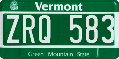 VT license plate ZRQ583