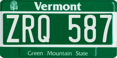 VT license plate ZRQ587