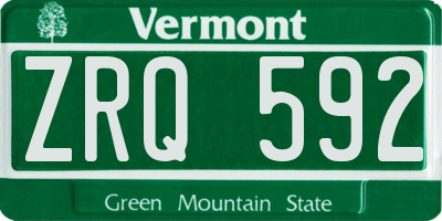 VT license plate ZRQ592