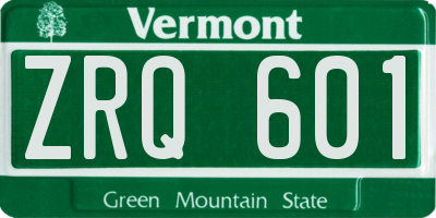 VT license plate ZRQ601
