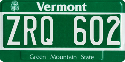VT license plate ZRQ602