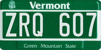 VT license plate ZRQ607