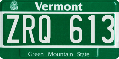 VT license plate ZRQ613