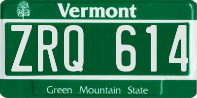 VT license plate ZRQ614