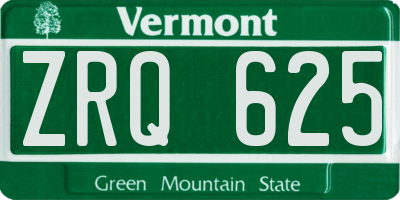 VT license plate ZRQ625