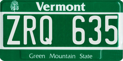 VT license plate ZRQ635