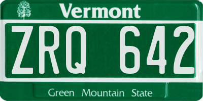 VT license plate ZRQ642