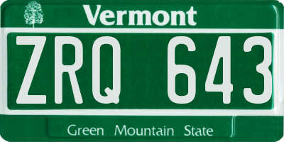 VT license plate ZRQ643