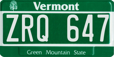VT license plate ZRQ647