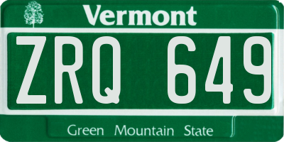 VT license plate ZRQ649
