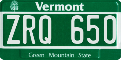 VT license plate ZRQ650