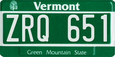 VT license plate ZRQ651