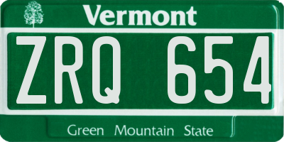 VT license plate ZRQ654