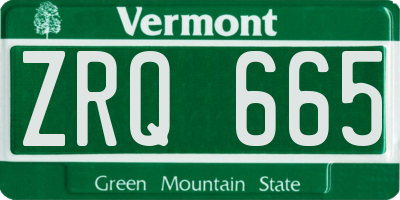 VT license plate ZRQ665