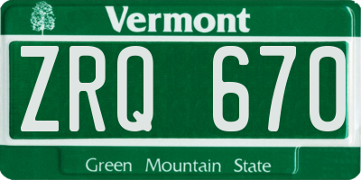 VT license plate ZRQ670