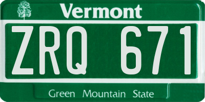 VT license plate ZRQ671