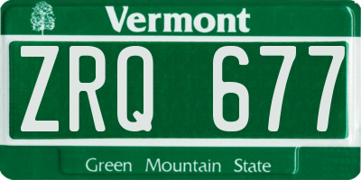 VT license plate ZRQ677