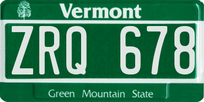 VT license plate ZRQ678