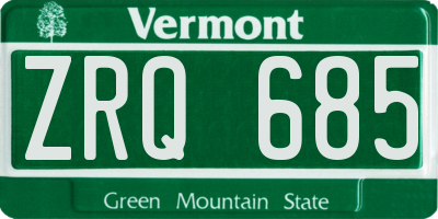 VT license plate ZRQ685