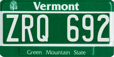 VT license plate ZRQ692