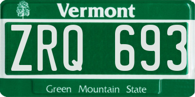 VT license plate ZRQ693