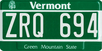 VT license plate ZRQ694