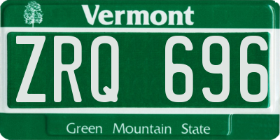 VT license plate ZRQ696
