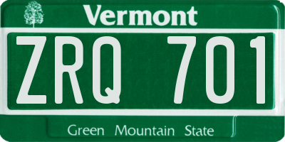 VT license plate ZRQ701