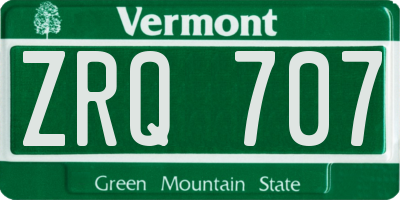 VT license plate ZRQ707