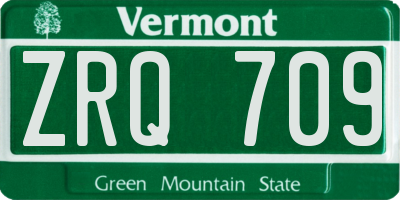 VT license plate ZRQ709