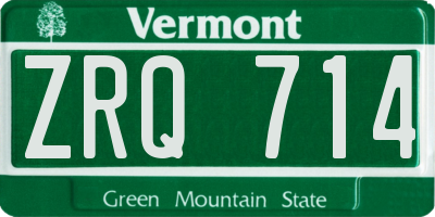VT license plate ZRQ714