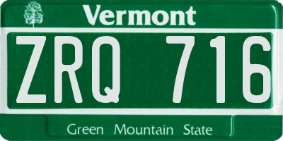 VT license plate ZRQ716