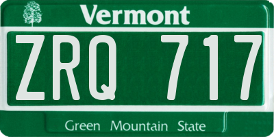 VT license plate ZRQ717