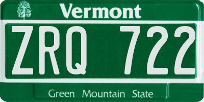 VT license plate ZRQ722