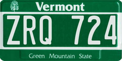 VT license plate ZRQ724