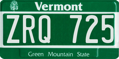 VT license plate ZRQ725