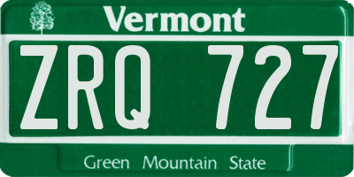 VT license plate ZRQ727