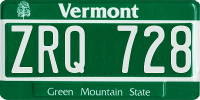 VT license plate ZRQ728
