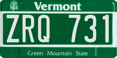 VT license plate ZRQ731