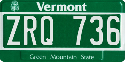 VT license plate ZRQ736
