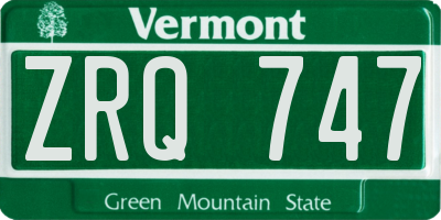 VT license plate ZRQ747