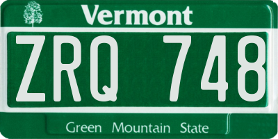 VT license plate ZRQ748