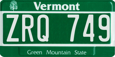 VT license plate ZRQ749