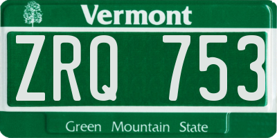 VT license plate ZRQ753