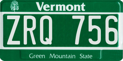 VT license plate ZRQ756