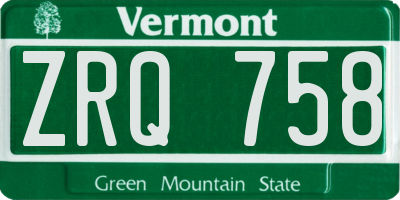 VT license plate ZRQ758