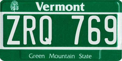 VT license plate ZRQ769